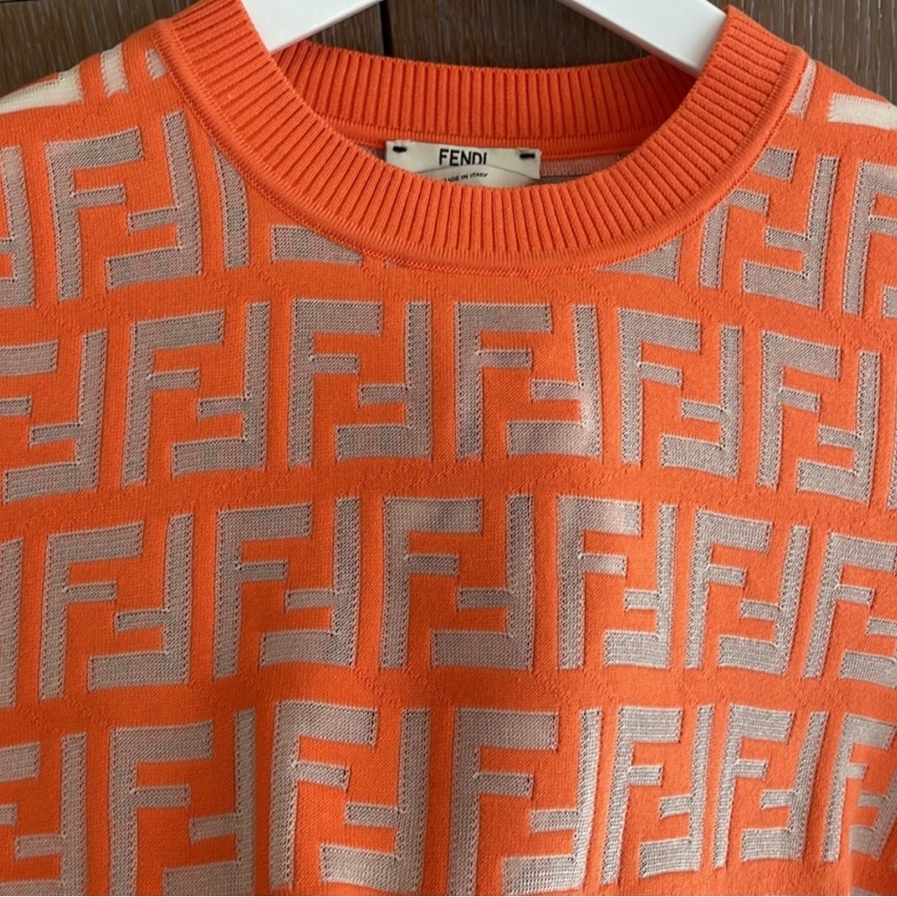 Fendi knit top orange logo shirt  (worn once)
